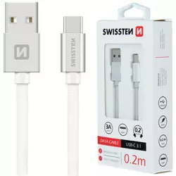 SWISSTEN Biały Kabel USB - USB-C 0,2m 3A