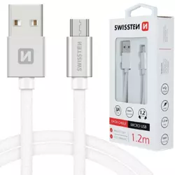 SWISSTEN Srebrny Kabel USB - micro USB 1,2m 3A