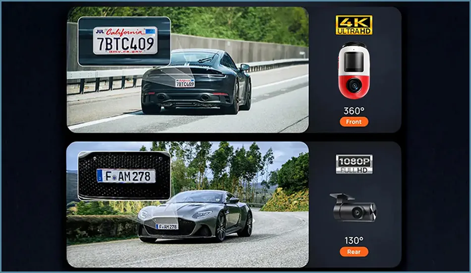 kamera samochodowa wideorejestrator 70mai Omni X800 czarna z kartą 128GB