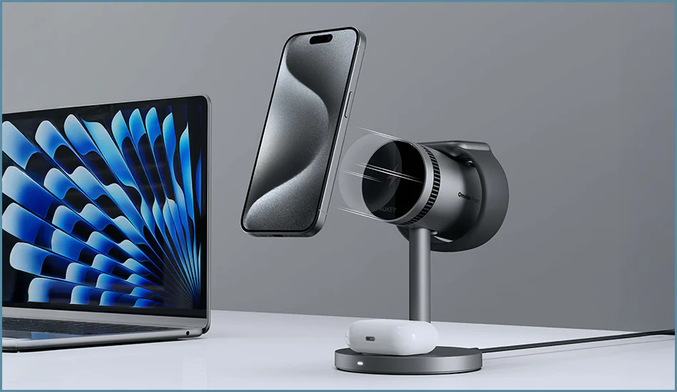ładowarka bezprzewodowa Aukey MagFusion 3w1 z chłodzeniem