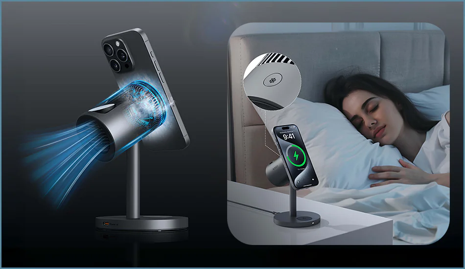 ładowarka bezprzewodowa Aukey MagFusion 3w1 z chłodzeniem