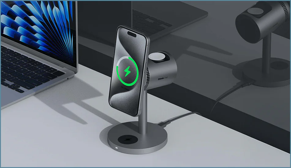 ładowarka bezprzewodowa Aukey MagFusion 3w1 z chłodzeniem