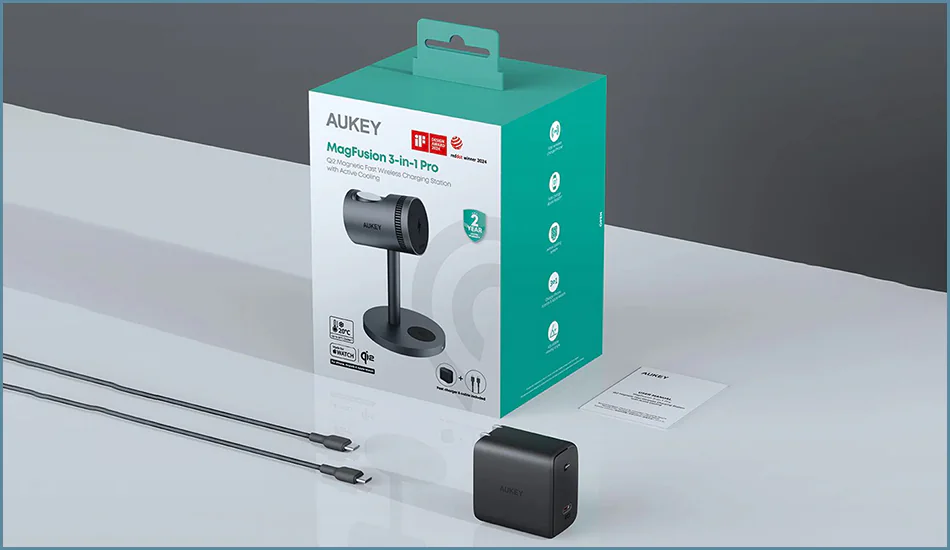ładowarka bezprzewodowa Aukey MagFusion 3w1 z chłodzeniem