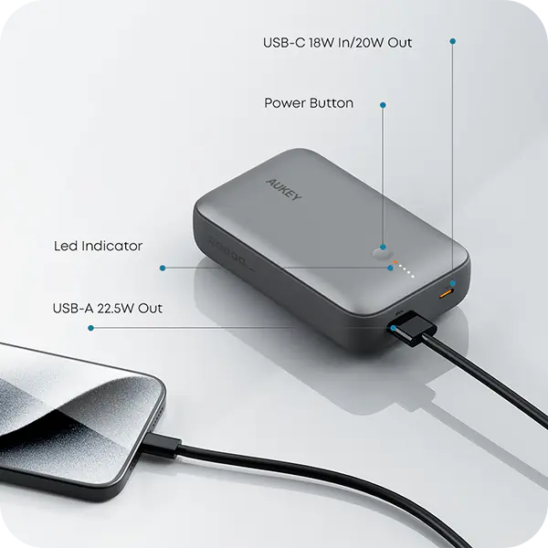 Aukey Powerbank 20000 mAh o mocy 22.5W z USB-C