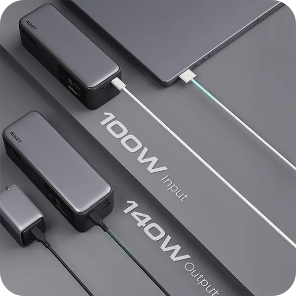 Aukey Powerbank 27600 mAh o mocy 140W z USB-C
