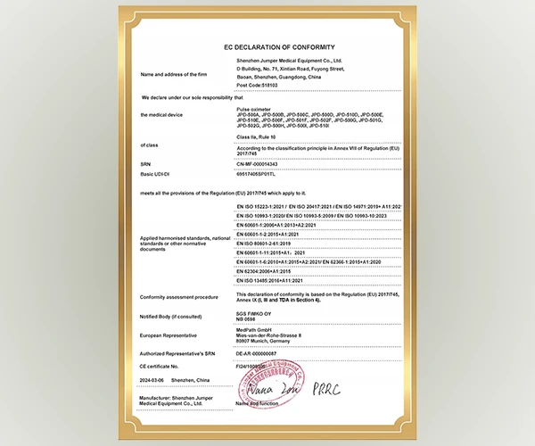 Certyfikat medyczny klasy IIa