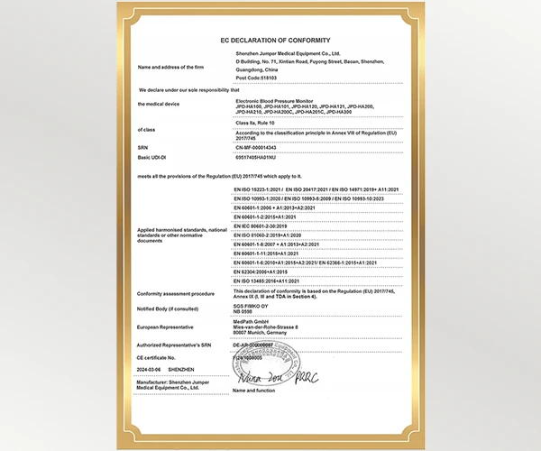 Certyfikat medyczny gwarantuje dokładność pomiaru