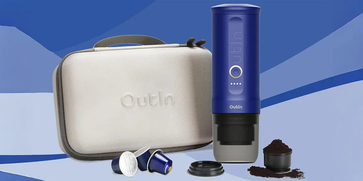 Przenośny ekspres do kawy w kolorze niebieskim