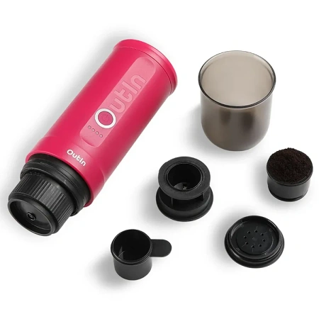 Outin przenośny ciśnieniowy 20 Bar ekspres - do kawy mielonej i na kapsułki - Nano czerwony