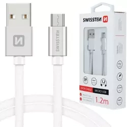 SWISSTEN Srebrny Kabel USB - micro USB 1,2m 3A