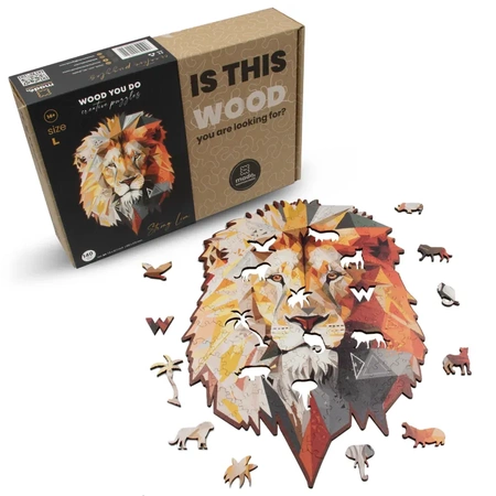 Wood You Do Puzzle drewniane Silny Lew | Strong Lion | 140 elementów | A4