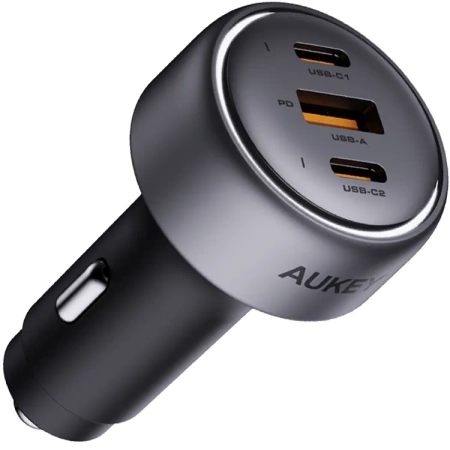 Aukey Szybka Ładowarka Samochodowa 2x USB-C 1x USB-A  CC-P1 66W