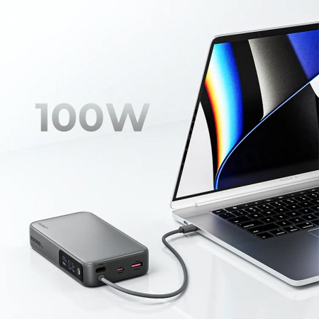 Aukey Powerbank 20000 mAh o mocy 100W z wbudowanym kablem USB-C PB-Y48 Spark Sling 20000 