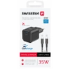 SWISSTEN Czarna Ładowarka sieciowa USB-C 35W + kabel USB-C/USB-C