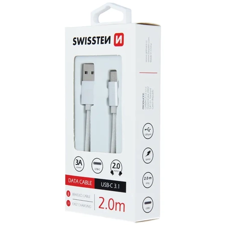 SWISSTEN Biały Kabel USB - USB-C 2m 3A