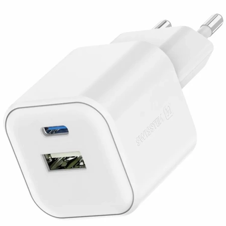 SWISSTEN Biała Ładowarka sieciowa QC USB-A 27 W USB-C PD 35 W