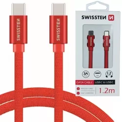 SWISSTEN Czerwony Kabel USB-C - USB-C 3A 1,2m