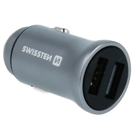 SWISSTEN Srebrna Ładowarka samochodowa 2xUSB 24W