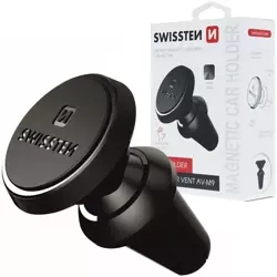 SWISSTEN Czarny Magnetyczny Uchwyt samochodowy do kratki S-Grip AV-M9