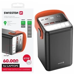 SWISSTEN POWERBANK 65W PD 60000 mAh POWER LINE z latarką LED