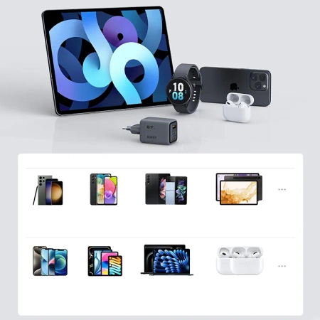 Aukey Kompaktowa Ładowarka sieciowa PA-C3 Comet Mix 3 67W GaN 