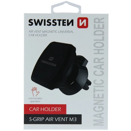 SWISSTEN Czarny Magnetyczny Uchwyt samochodowy do kratki nawiewu S-GRIP AV-M3