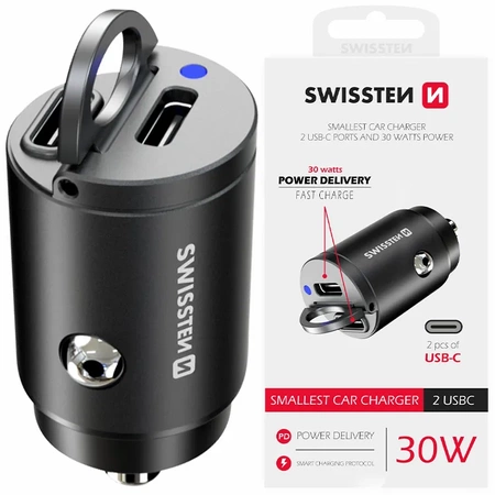 SWISSTEN Ładowarka samochodowa 2xUSB-C 30W