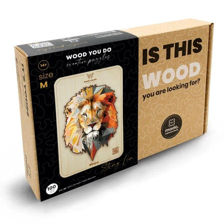 Wood You Do Puzzle drewniane Silny Lew | Strong Lion | 100 elementów | A5