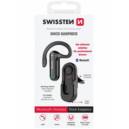 SWISSTEN Bezprzewodowy zestaw słuchawkowy z uchwytem BLUETOOTH HEADSET DOCK EARPIECE