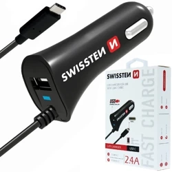 SWISSTEN Ładowarka samochodowa USB z kablem USB-C 2,4A