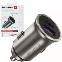 SWISSTEN Ładowarka samochodowa 1xUSB 1xUSB-C 2,4A 36W