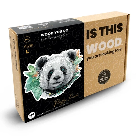 Wood You Do Puzzle drewniane Puszysta Panda | Fluffy Panda | 140 elementów | A4