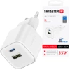 SWISSTEN Biała Ładowarka sieciowa QC USB-A 27 W USB-C PD 35 W