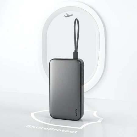 Aukey Powerbank 20000 mAh o mocy 100W z wbudowanym kablem USB-C PB-Y48 Spark Sling 20000 
