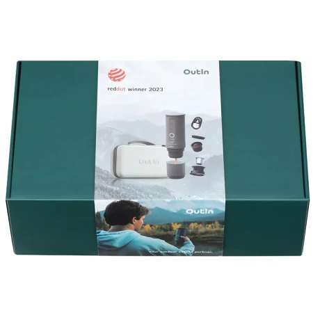 Outin przenośny ciśnieniowy 20 Bar ekspres z walizką - do kawy mielonej i na kapsułki - Nano zielony