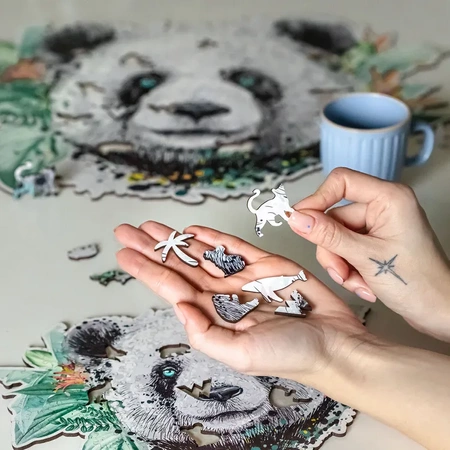 Wood You Do Puzzle drewniane Puszysta Panda | Fluffy Panda | 140 elementów | A4