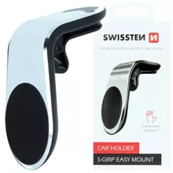 SWISSTEN Srebrny Magnetyczny Uchwyt samochodowy do kratki nawiewu S-Grip Easy Mount