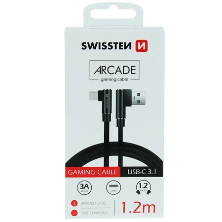 SWISSTEN Czarny Kabel USB - USB-C 1,2m Arcade