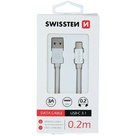 SWISSTEN Biały Kabel USB - USB-C 0,2m 3A