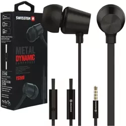 SWISSTEN Czarne Dokanałowe Słuchawki z mikrofonem YS500