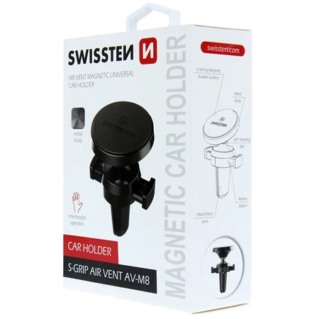 SWISSTEN Czarny Magnetyczny Uchwyt samochodowy do kratki S-Grip AV-M8