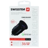 SWISSTEN Czarna Ładowarka samochodowa 1xUSB 1xUSB-C 36W