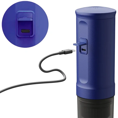 Outin przenośny ciśnieniowy 20 Bar ekspres z walizką - do kawy mielonej i na kapsułki - Nano niebieski