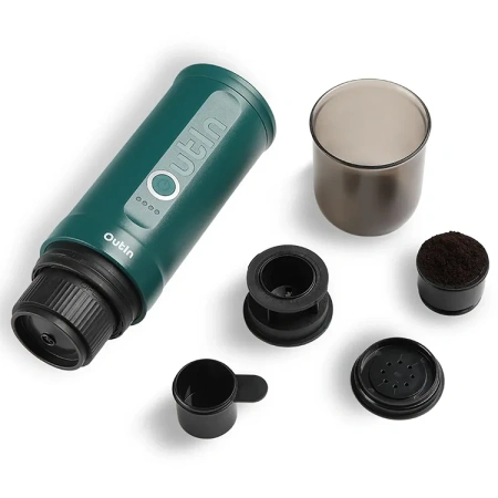 Outin przenośny ciśnieniowy 20 Bar ekspres - do kawy mielonej i na kapsułki - Nano turkusowy