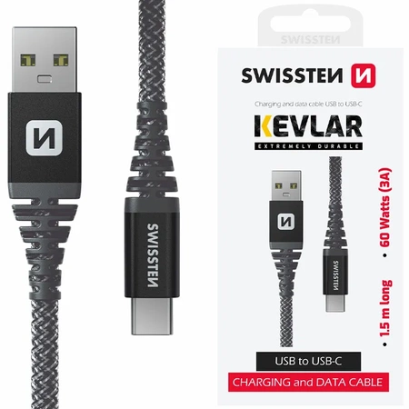 SWISSTEN Wytrzymały Kabel USB - USB-C 1,5m 3A