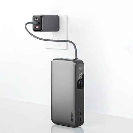 Aukey Powerbank 20000 mAh o mocy 130W z wbudowanym kablem USB-C PB-Y48 Spark Sling 20000