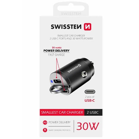 SWISSTEN Ładowarka samochodowa 2xUSB-C 30W