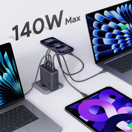 Aukey Kompaktowa Ładowarka sieciowa PA-C6 Comet Mix 4 140W GaN 