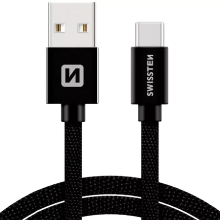SWISSTEN Czarny Kabel USB - USB-C 3m 3A