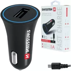 SWISSTEN Ładowarka samochodowa 1xUSB 1A + kabel microUSB